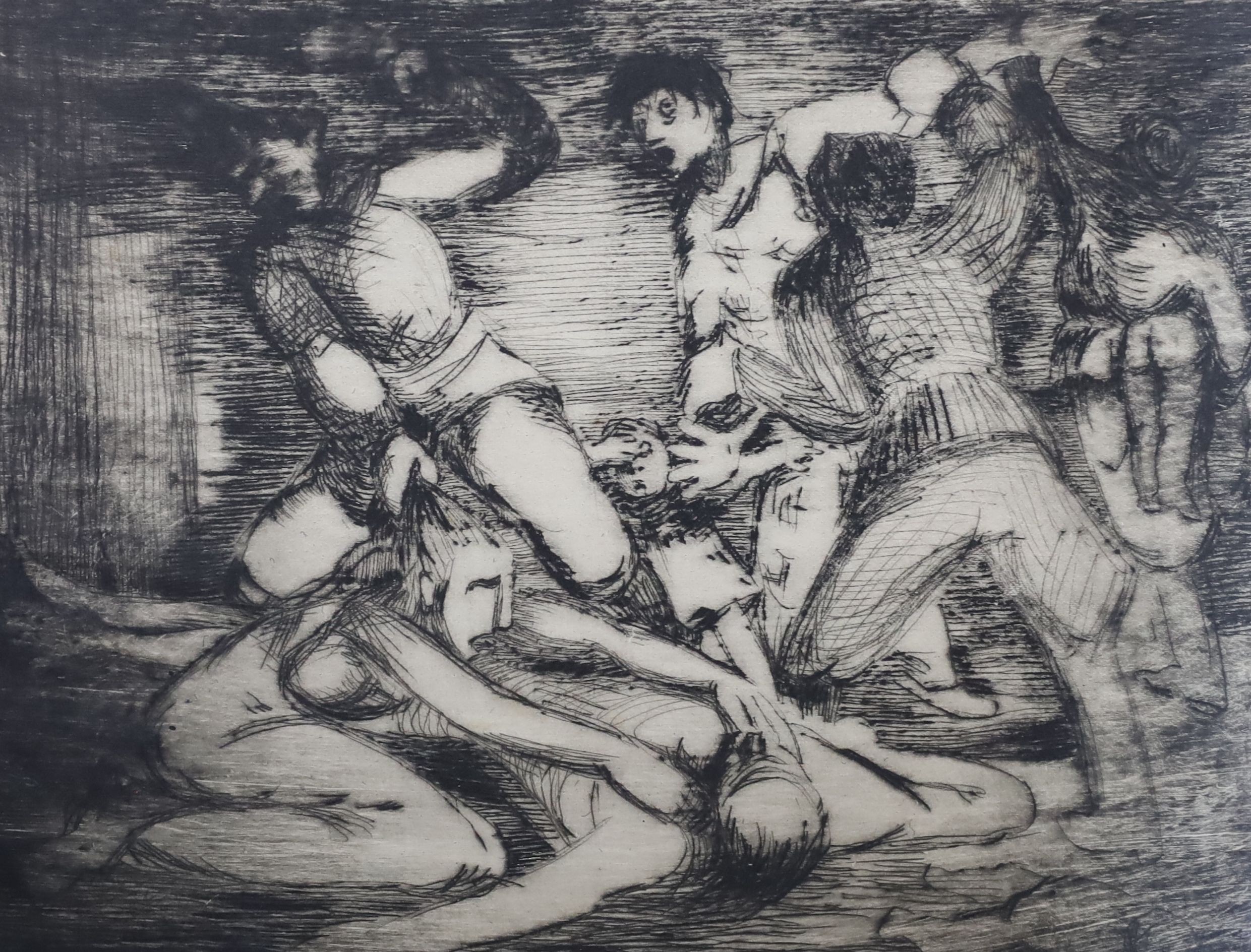 Géza Szóbel, (Czech, 1905-1963), Images from Du Sueur Froide (The Shivers), 11 etchings, largest 18 x 23cm. unframed